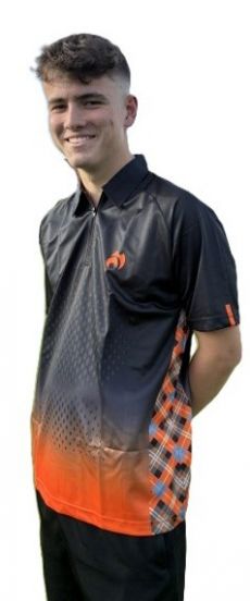 Tartan Gradient Polo Shirt Black-Orange