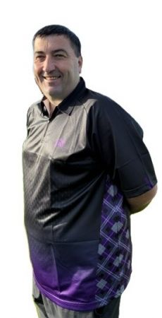 Tartan Gradient Polo Shirt Black-Purple