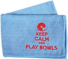 Microfibre Cloth with Keep Calm and Play Bowls Logo - Blue