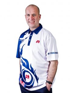 Style 25 Polo Shirt - White-Royal Blue-Red
