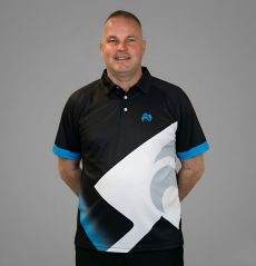 Style 26 Polo Shirt - Black/White/Sky